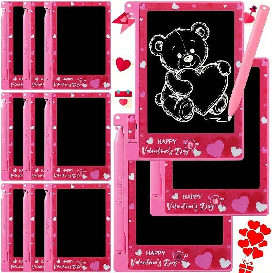 Nezyo 12 Pack Valentines Day Gifts for Kids Classroom Mini LCD Writing Tablet 4.4 Inch Colorful D... | Amazon (US)