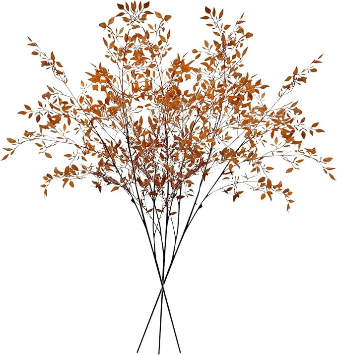 Faux Stems, 3Pcs 43" Orange Stems for Vase, Artificial Autumn Plants Indoor Fake Leaves Artificia... | Amazon (US)