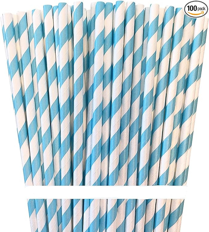Biodegradable Striped Paper Straws,Paper Drinking Straws for Party, Events and Crafts,Baby Shower... | Amazon (US)