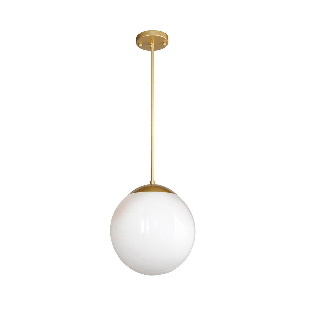 Rockies Containers 1-Light Gold Globe Pendant Light with White Glass Shade | The Home Depot
