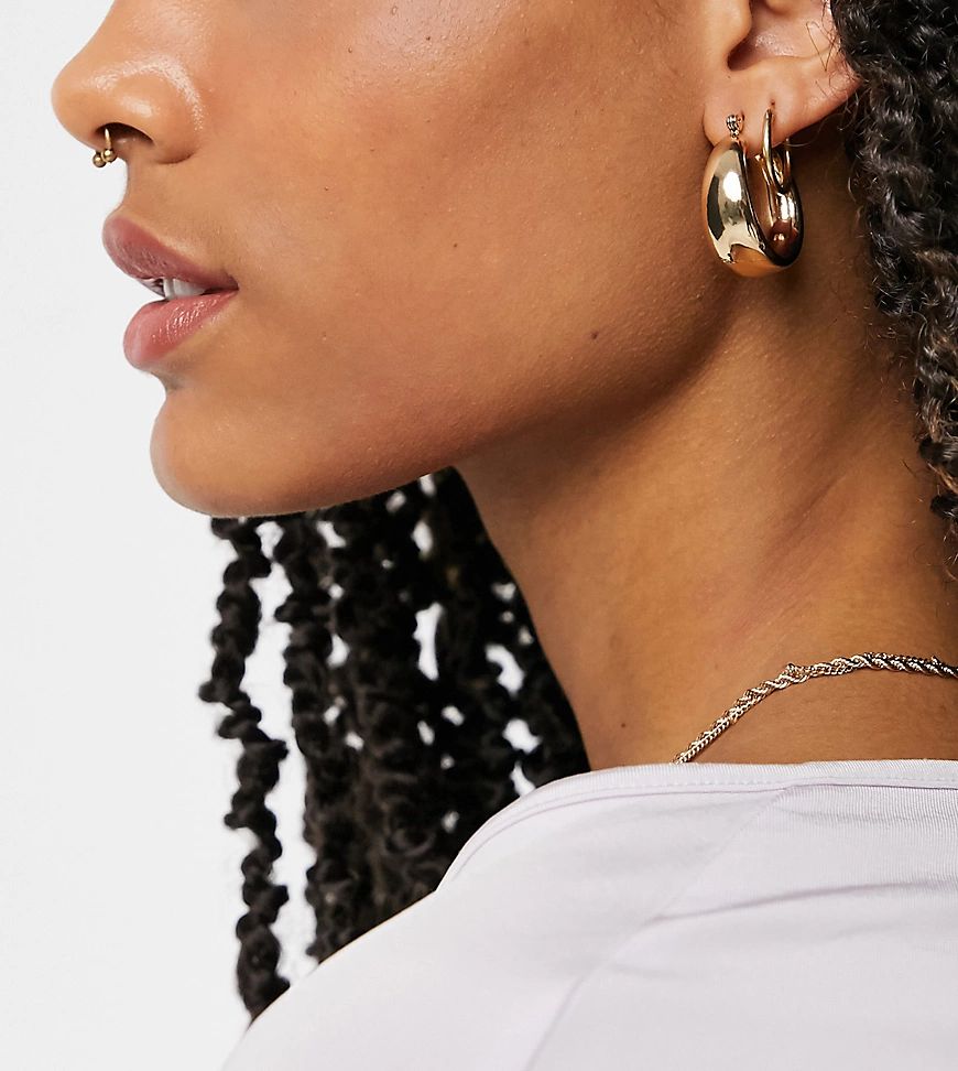Topshop chunky huggie hoop earrings in gold | ASOS (Global)