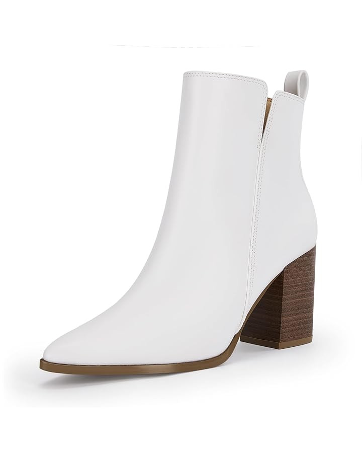 Rilista Womens V Cutout Ankle Boots Pointed Toe Chunky Block Stacked Heel Booties Side Zipper Sho... | Amazon (US)