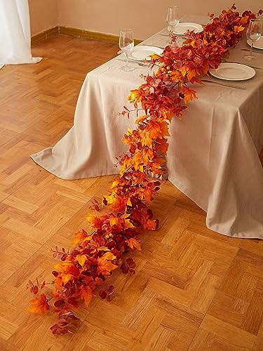 Thanksgiving Decorations - Fall Decor - Fall Garland - 9FT Autumn Maples Leaf Garland for Hanging for Halloween Thanksgiving Decor Home Wedding Fireplace Party Christmas | Amazon (US)