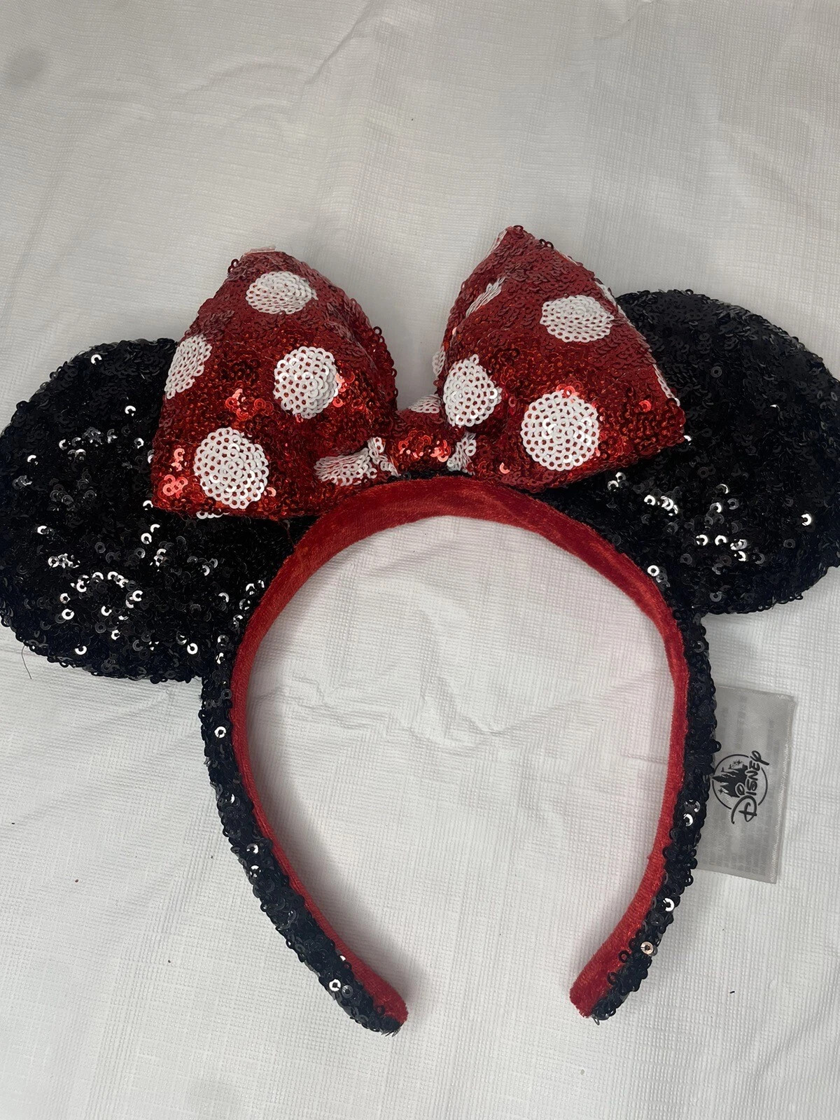 Disney Parks Minnie Mouse Classic Red Bow Black Ears Sequin Headband - NEW  | eBay | eBay US