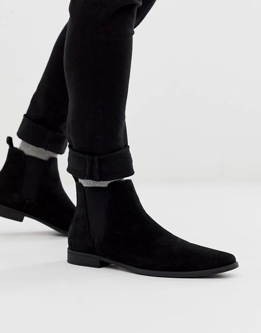 ASOS DESIGN chelsea boots in black faux suede | ASOS US