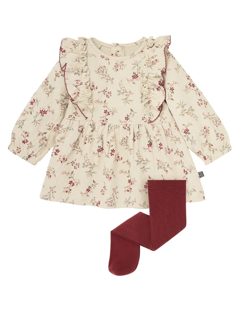 Modern Moments by Gerber Dress With Ruffle and Tights, 2-Piece, Sizes 0/3 Months - 24 Months | Walmart (US)