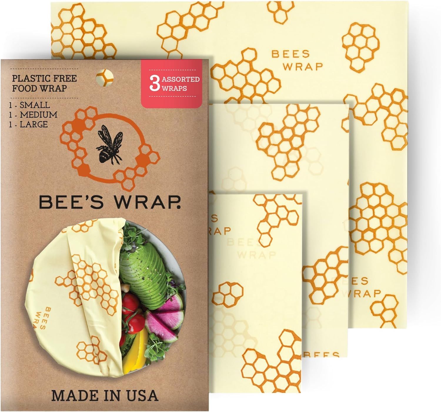 Bee's Wrap Reusable Beeswax Food Wraps Made in the USA, Eco Friendly Beeswax Food Wrap, Sustainab... | Amazon (US)