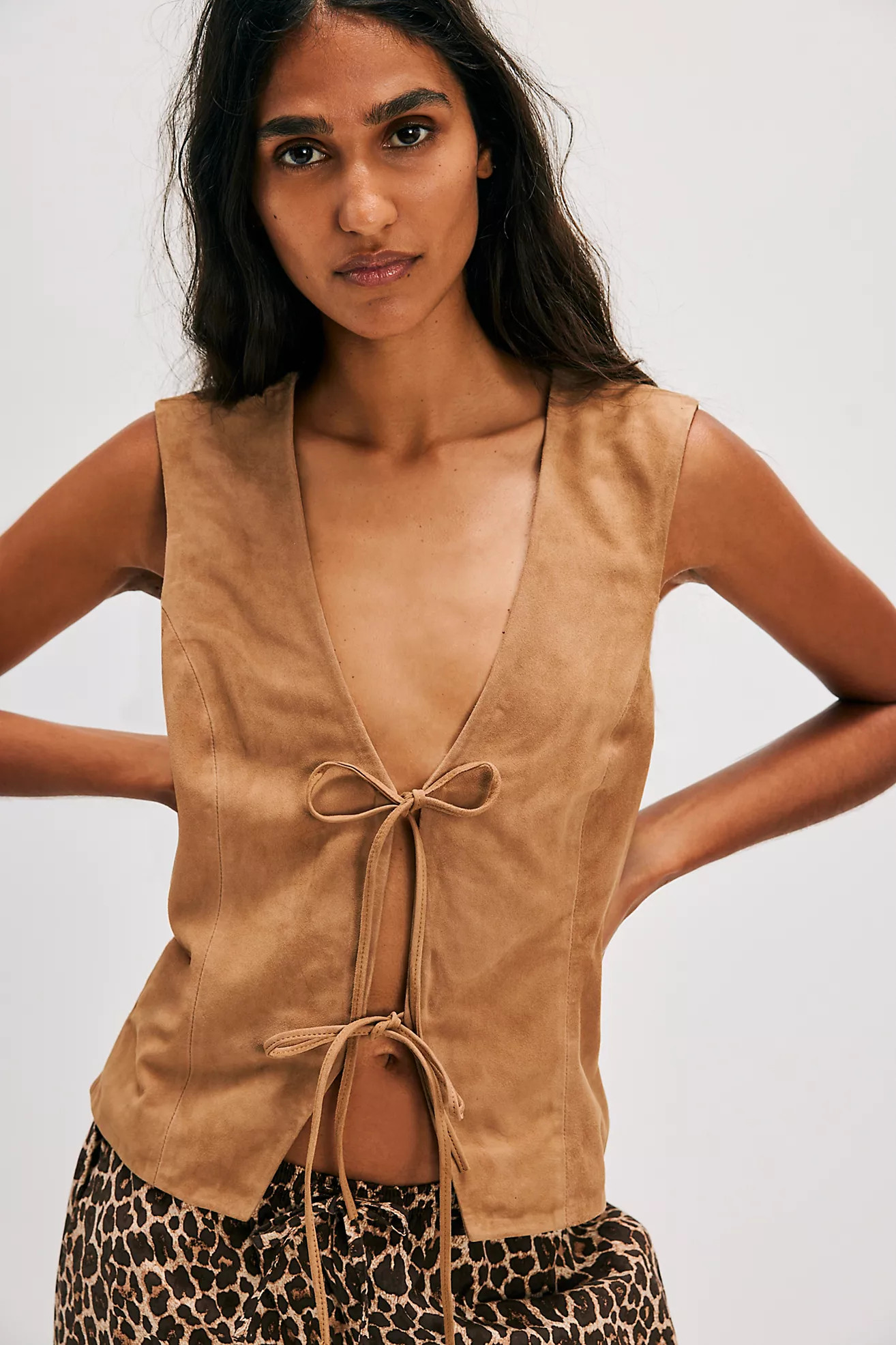 Understated Leather Kerri Suede Bow Vest | Free People (Global - UK&FR Excluded)