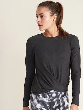 Relaxed Breathe ON Twist-Hem Cropped Top for Women | Old Navy (US)