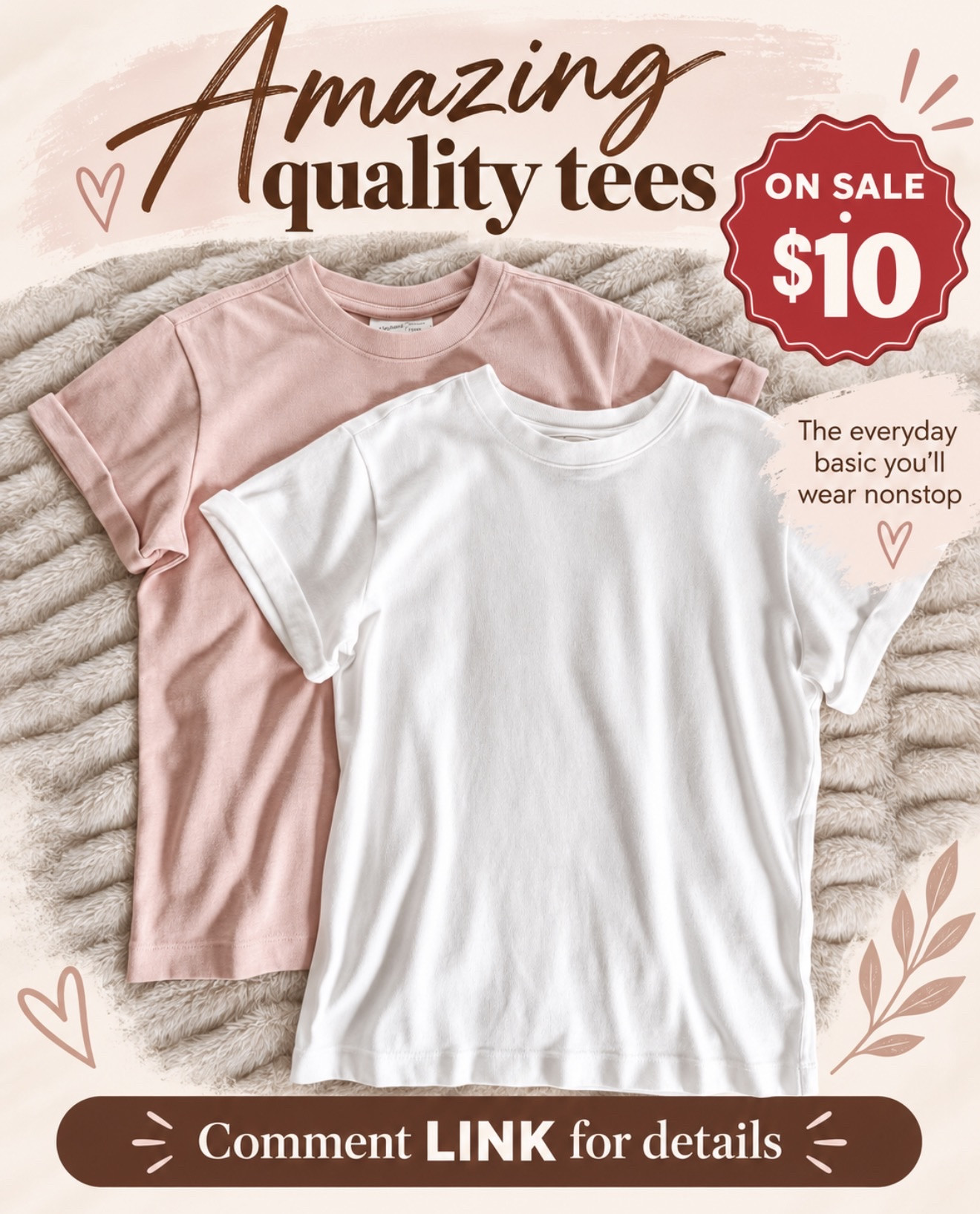 These $10 tees feel SO much more expensive! The perfect everyday basic—and I’m obsessed with the cuffed sleeves 😍 Comment LINK for details!

#LTKSaleAlert #LTKOver40 #LTKSeasonal