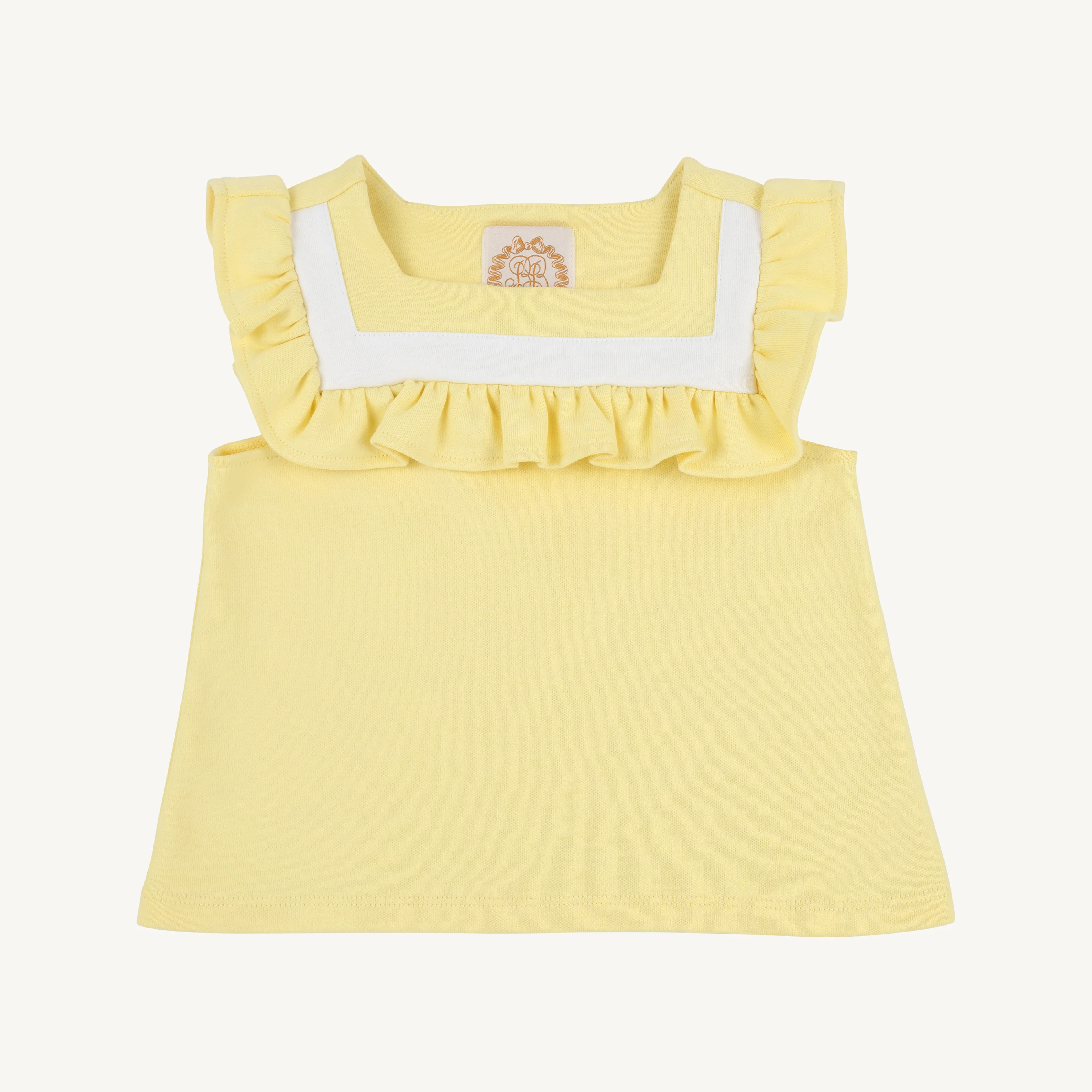 Darla Day Top - Lake Worth Yellow with Worth Avenue White | Girls Top | The Beaufort Bonnet Company