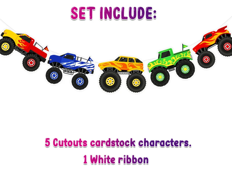 Trucks Birthday Banner Truck Theme Party Supplies | Birthday Decorations for Car Theme - Etsy | Etsy (US)