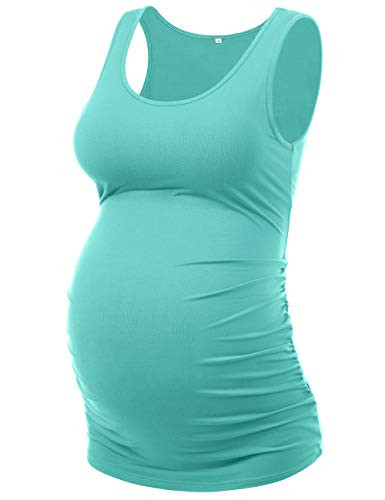 Maternity Tops Maternity Shirts Maternity Tank Top Maternity Tank Tops for Pregnancy Nursing Tank (Aqua Blue,L) | Amazon (US)