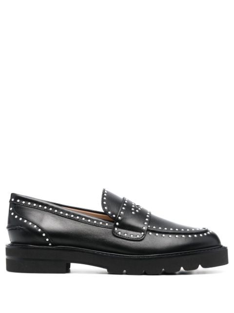 Stuart Weitzman Parker Studded Leather Loafers - Farfetch | Farfetch Global