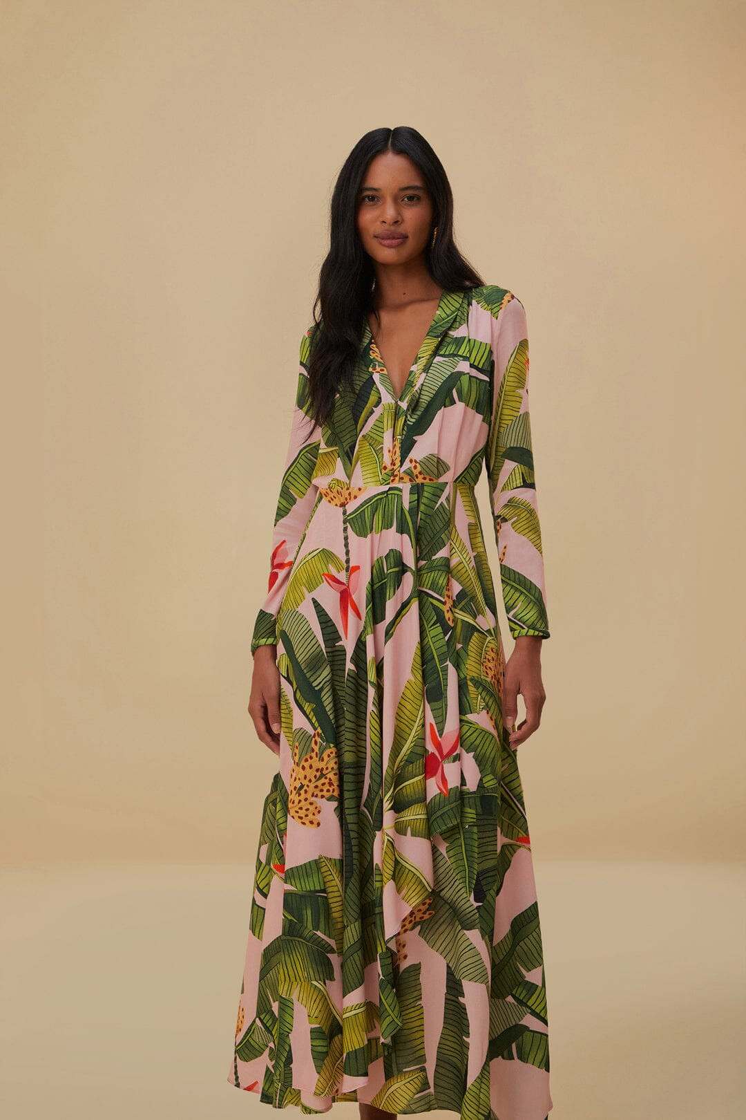 Pink Banana Leaves Maxi Dress | FarmRio (US)