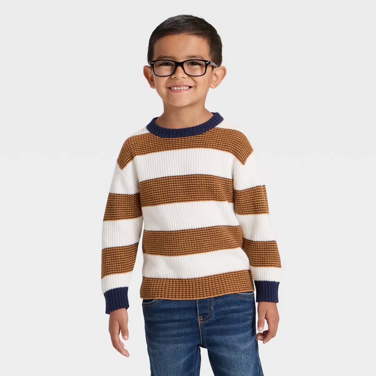 Toddler Boys' Striped Pullover Sweater - Cat & Jack™ Brown 3T | Target