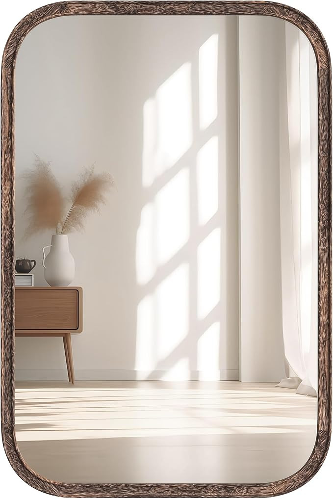 Acovy 24x36 Inch Solid Wood Framed Mirror Bathroom Mirror Tempered Glass for Wall Mounted, Rustic... | Amazon (US)