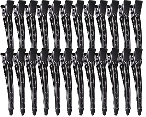 YGDZ Duck Billed Clips, 30pcs 3.5 inch Metal Alligator Hair Clips with Holes, Hair Clips for Styling Sectioning, Hair Coloring, Pin Curl Clips for Hair Roller, Black | Amazon (US)