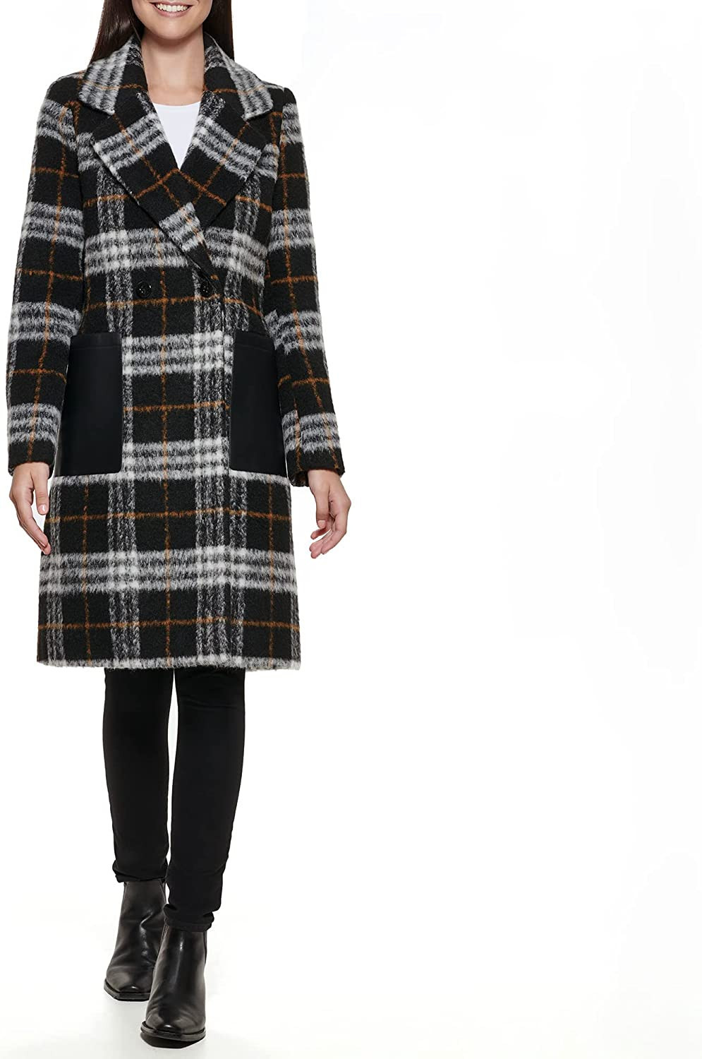 Calvin Klein Women's Notch Collar Double Breast Patch Pocket Jacket | Amazon (US)