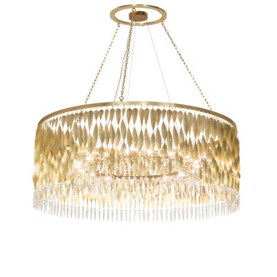 18 - Light Unique Drum Chandelier with Crystal Accents | Perigold