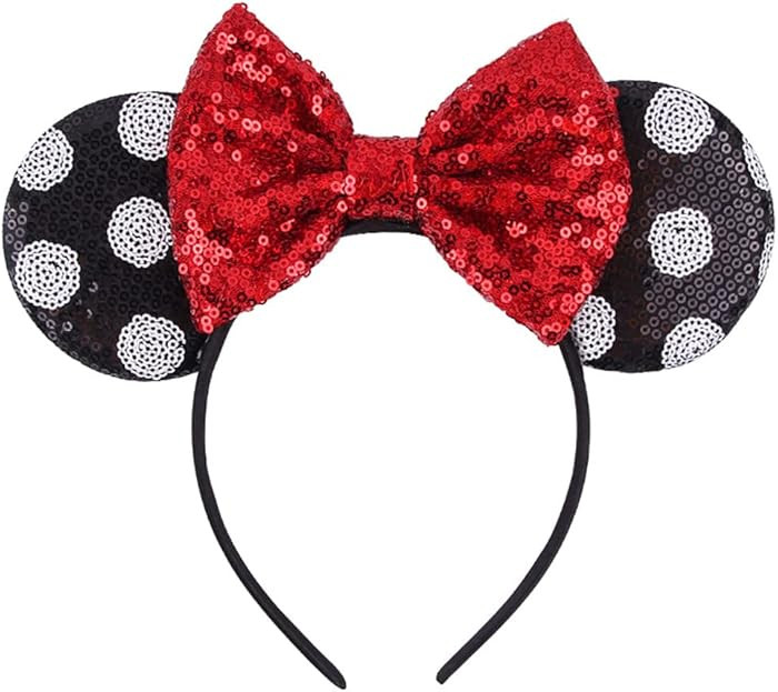 Foeran Mouse Ears Headbands Shiny Bows Mouse Ears Glitter Party Princess Decoration Cosplay Costu... | Amazon (US)