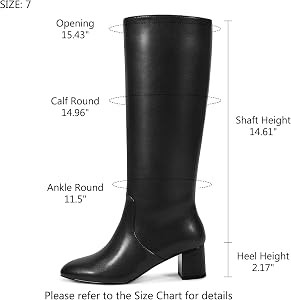 wetkiss Low Heel Knee High Boots for Women Regular Calf Friendly Side Zipper Almond Toe Faux Leat... | Amazon (US)