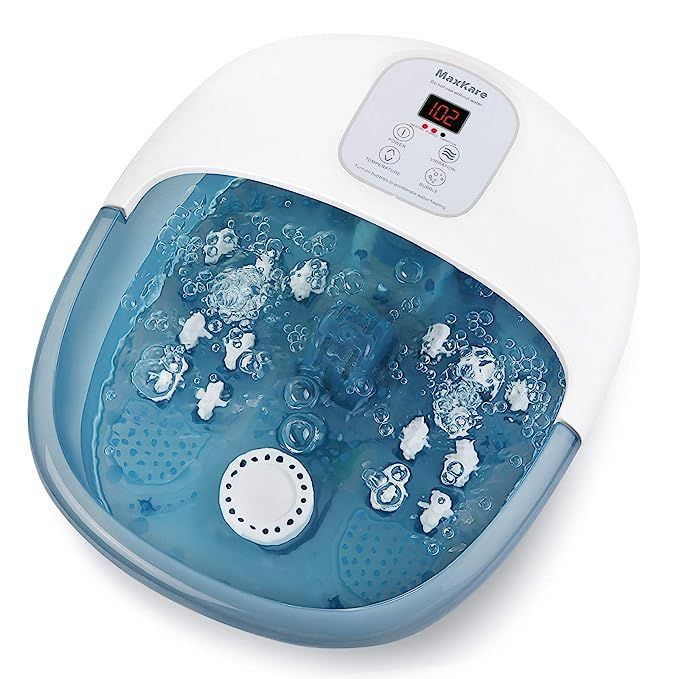 Foot Bath Massager with Heat Bubbles Vibration and 14 Massage Rollers, Foot Spa Basin Pedicure So... | Amazon (US)