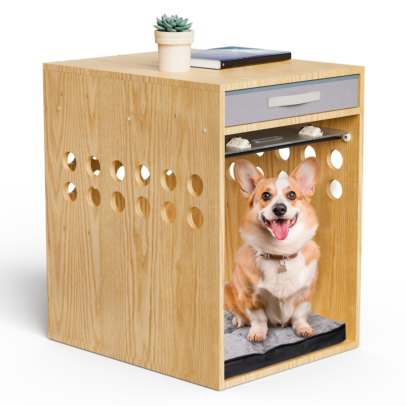 Dog Crate Furniture with Drawer, SAUCE ZHAN Dog Kennel with Cushion for Small/Medium Dogs, End Si... | Amazon (US)