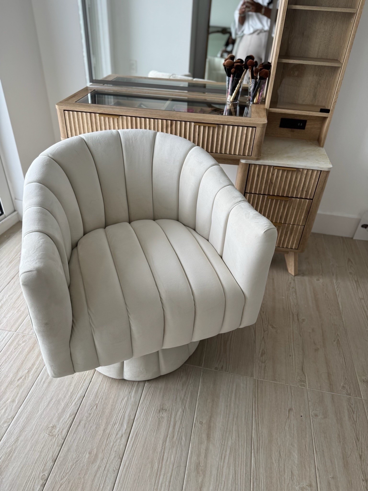 The perfect chair for your vanity. This chic chair is from Amazon and it’s very comfortable! 

(Vanity chair, cream chair, white chair, home decor, furniture) 

#LTKHome #LTKHoliday #LTKGiftGuide