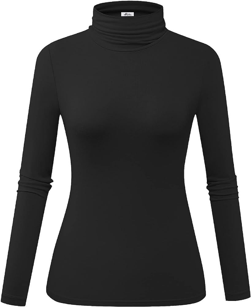 Herou Womens Long Sleeve Turtleneck Slim Fitted Lightweight Casual Active Layer Tops Shirts | Amazon (US)