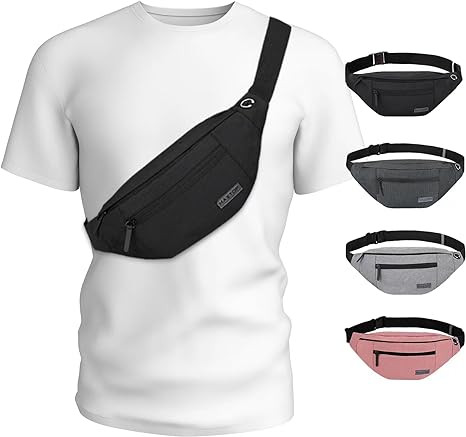 MAXTOP Large Crossbody Fanny Pack with 4-Zipper Pockets,Gifts for Enjoy Sports Festival Workout T... | Amazon (US)
