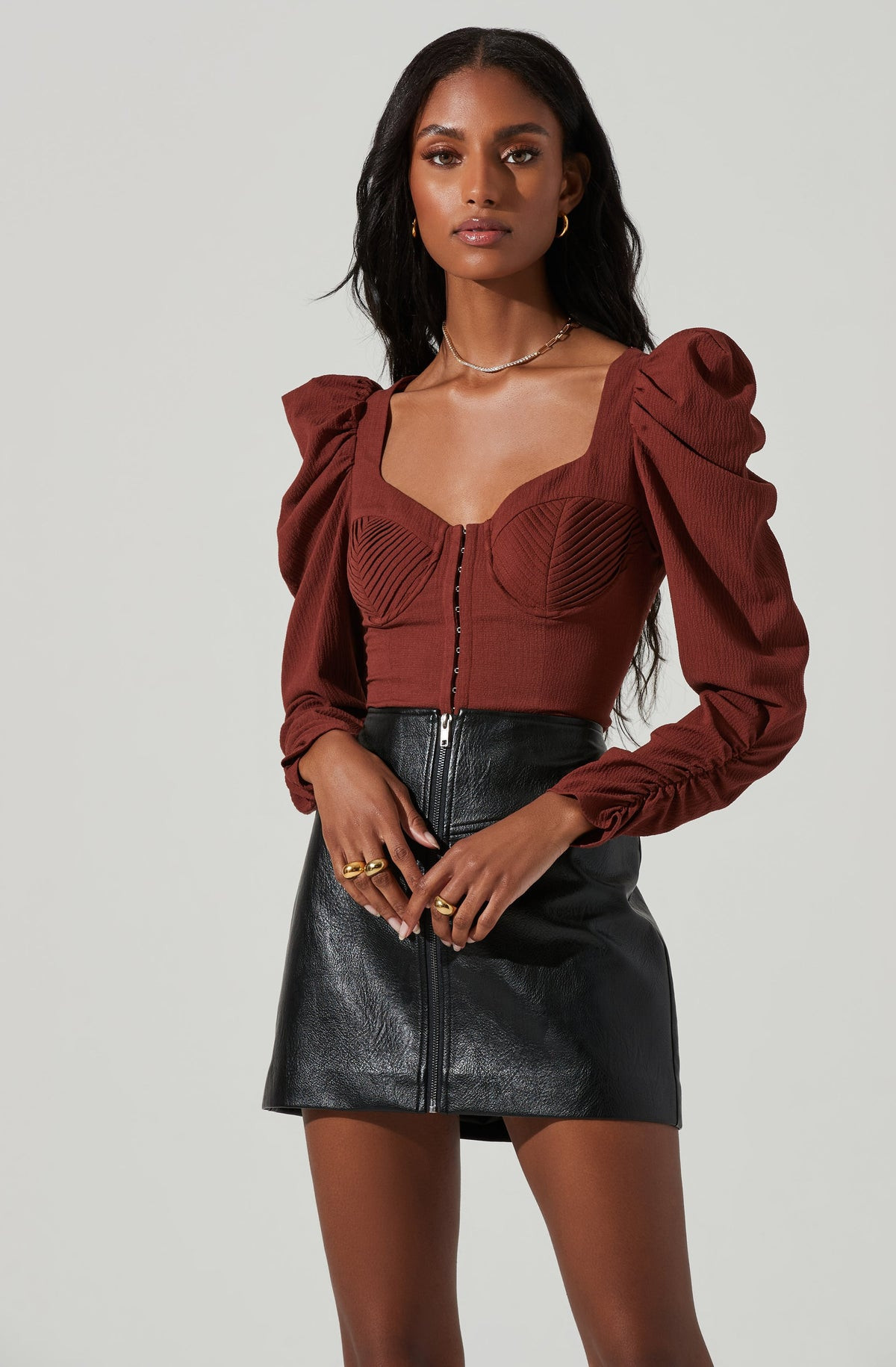 Quinn Ruched Sleeve Corset Top | ASTR The Label (US)