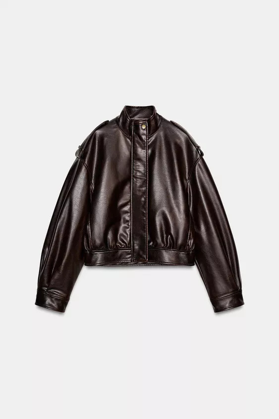 LEATHER EFFECT JACKET WITH STRAPS | Zara UK
