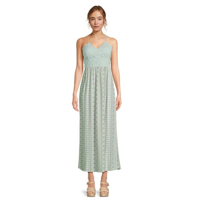 No Boundaries Juniors Plus Size Lace Top Sleeveless Maxi Dress, Sizes 1X-4X | Walmart (US)