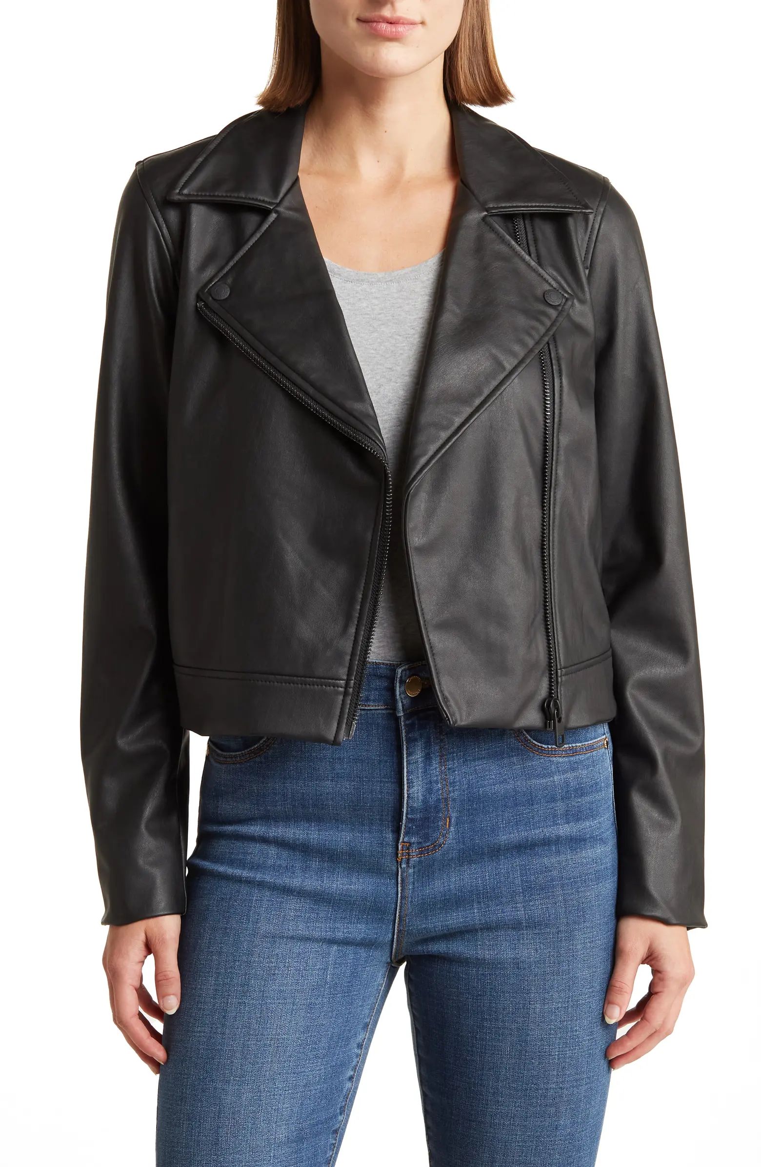 Calvin Klein Jeans Faux Leather Crop Moto Jacket | Nordstromrack | Nordstrom Rack