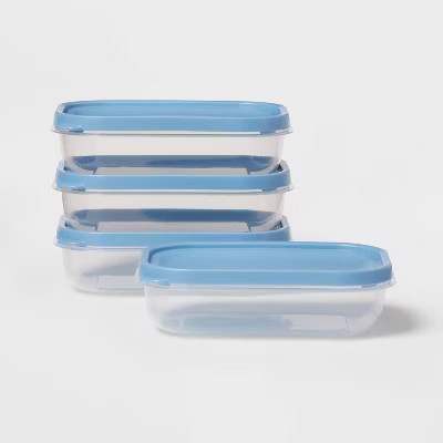 8pc (Set of 4) 4c Plastic Food Storage Container Set Blue - Room Essentials™ | Target