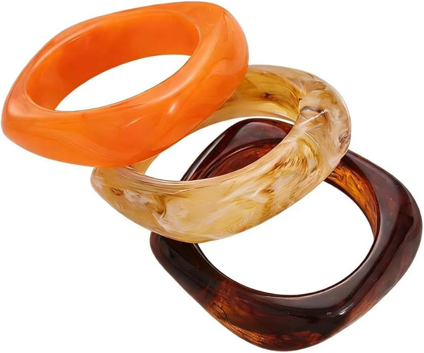 Acrylic Chunky Bangle Bracelets for Women, Irregular Punk Acrylic Resin Bangle Geometric Cuff Wid... | Amazon (US)