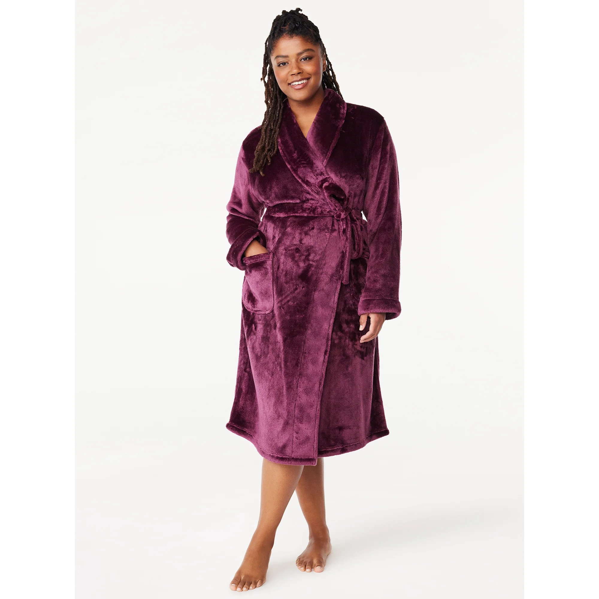 Joyspun Women's Plush Sleep Robe, Size S to 3X | Walmart (US)