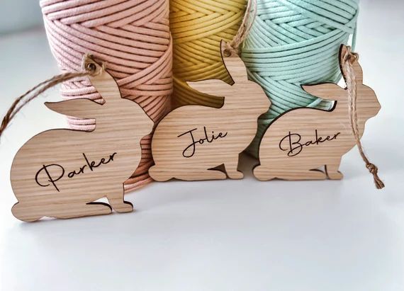 Easter Basket Wooden Name Tag  Easter Bunny  Gift Tag  Kids | Etsy | Etsy (US)
