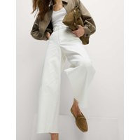 M&S Collection Women's Wide Leg Cropped Jeans - 14SHT - Soft White, Red,Soft White,Light Indigo,Medium Indigo,Neutral | Marks & Spencer (UK)