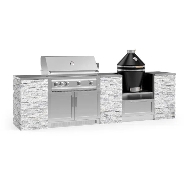 Outdoor Kitchen Signature Series 9 Piece Cabinet Set with Kamado, 40 in. Natural Gas Platinum Gri... | Wayfair North America