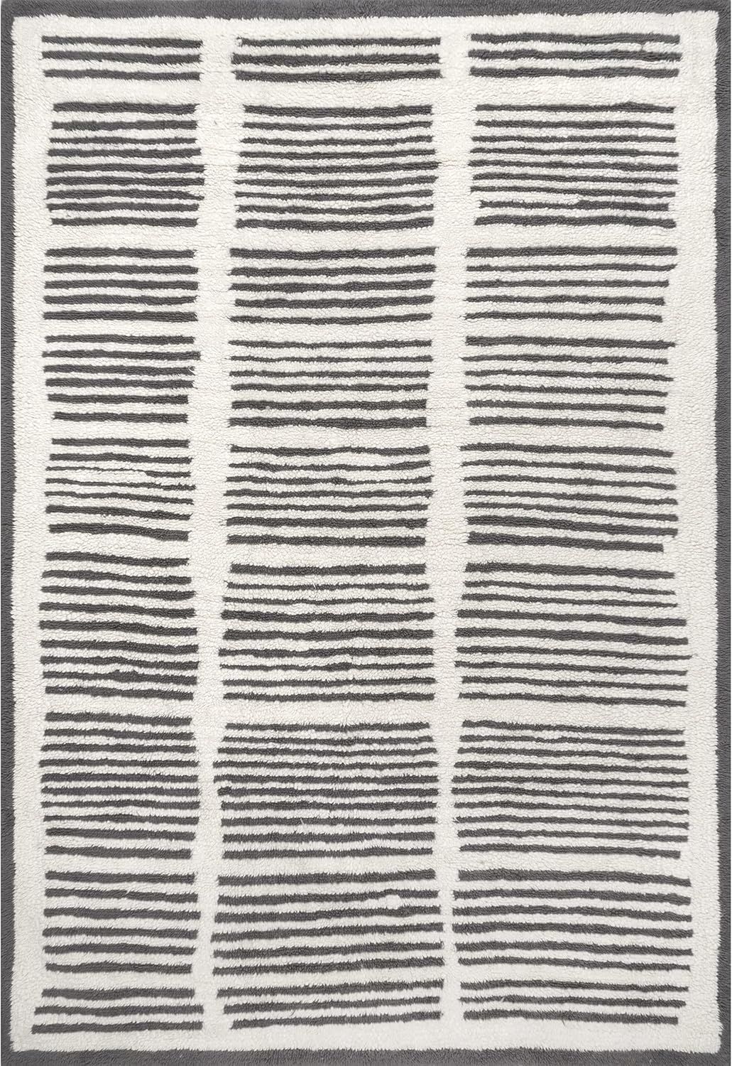 nuLOOM Tayshia Machine Washable Wool Modern Striped Area Rug, 6' x 9', Ivory | Amazon (US)