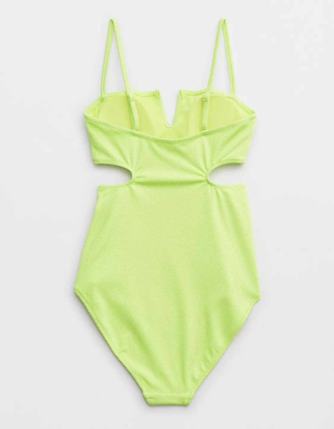 Aerie Shine Pique V Wire Cut Out One Piece Swimsuit | Aerie