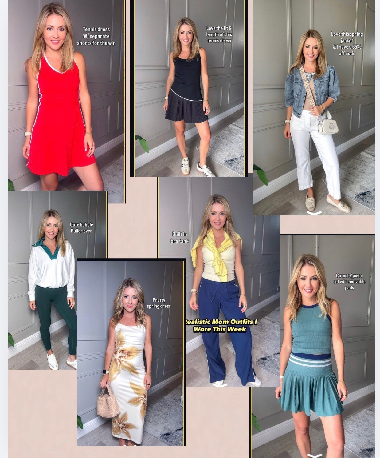 Realistic mom outs I wore this week in South FL.
Tennis dress
2 piece sets
Track pants
Bout in bra tanks
Spring dress
seamless leggings
Pullover 

#LTKgrwm #LTKootd #LTKActive