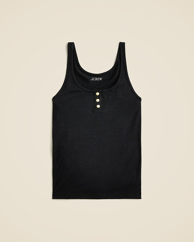 Henley tank top in stretch linen blend | J. Crew US