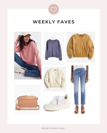 Fall favorite for a casual look. Sweatshirts, in all the colors! Pink, blue, camel, off white and blue!  Nearly one for everyday of the week!  Plus the perfect pair of shoes to get with it all! 

#LTKstyletip #LTKSeasonal #LTKunder50
