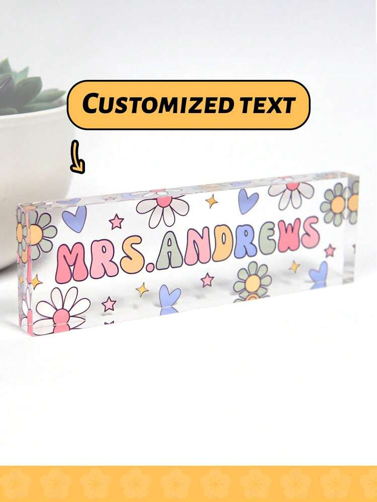 1pc Customized Teacher Name Plate, Back To School Teacher Gift, Personalized Acrylic Desktop Name Plate, Teacher's Day Gift ,Travel Organizer | SHEIN