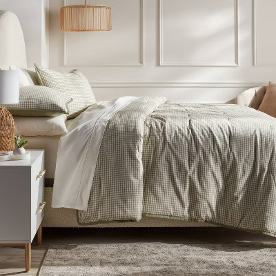 King Mini Gingham Comforter and Sham Set Moss Green - Threshold™: Yarn Dyed, Machine Washable | Target