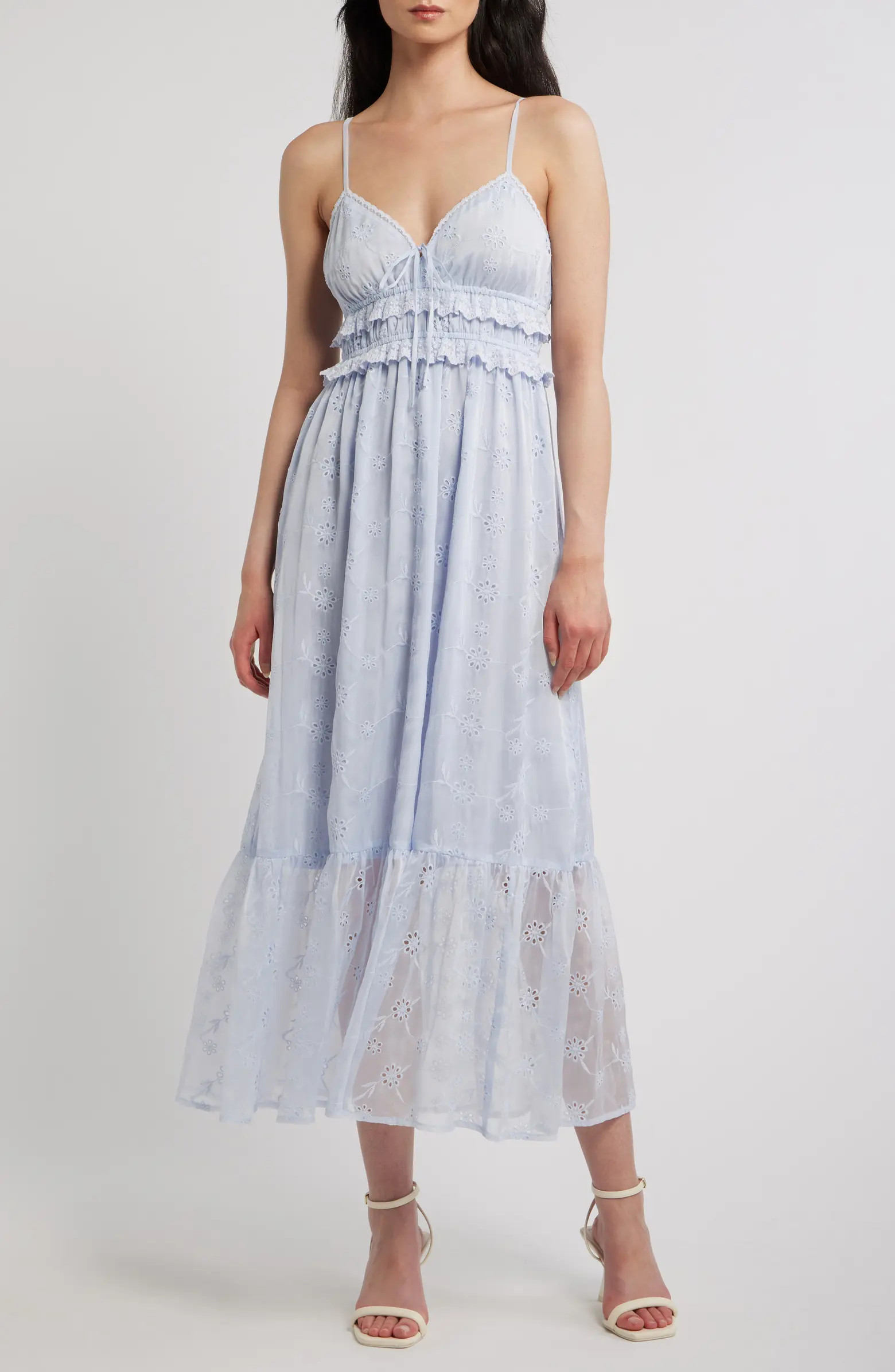 All in Favor Ruffle Hem Eyelet Dress | Nordstrom | Nordstrom