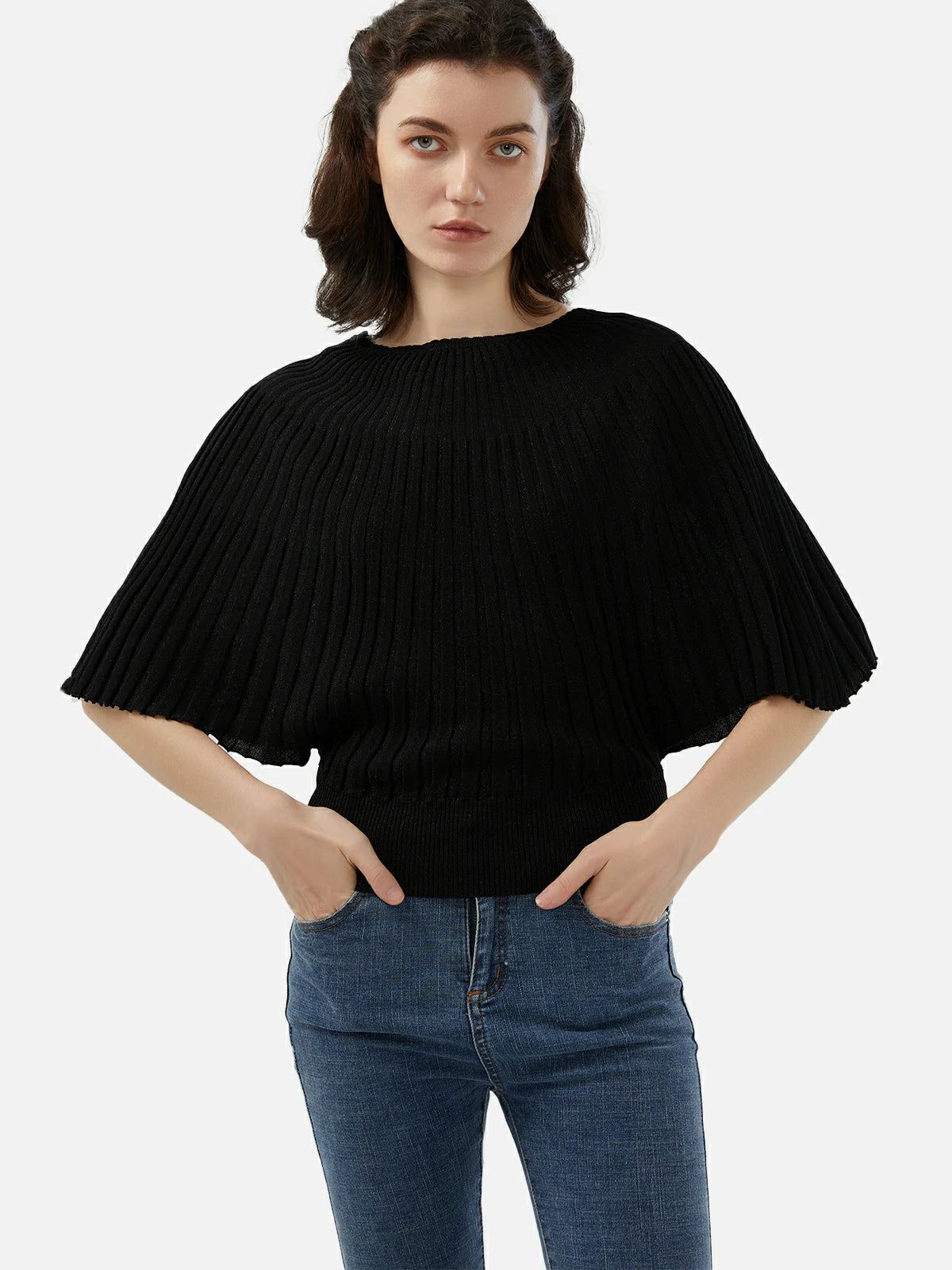 Loose Batwing Sleeve Knit Sweater | SDEER